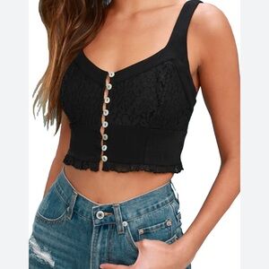 Free people intimately crop lace tank size small